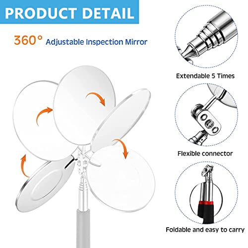 Serplex 5Pcs Magnetic Telescoping Pick Up Tool with 1lB 3.5lB 10IB 15IB Pickup Rod and Round 360 Swivel Adjustable Inspection Mirror, Gifts for Men, Magnet Sticks for Hard to Reach Places Serplex 5Pcs Magnetic Telescoping Pick Up Tool with 1lB 3.5lB 10IB 15IB Pickup Rod and Round 360 Swivel Adjustable Inspection Mirror, Gifts for Men, Magnet Sticks for Hard to Reach Places